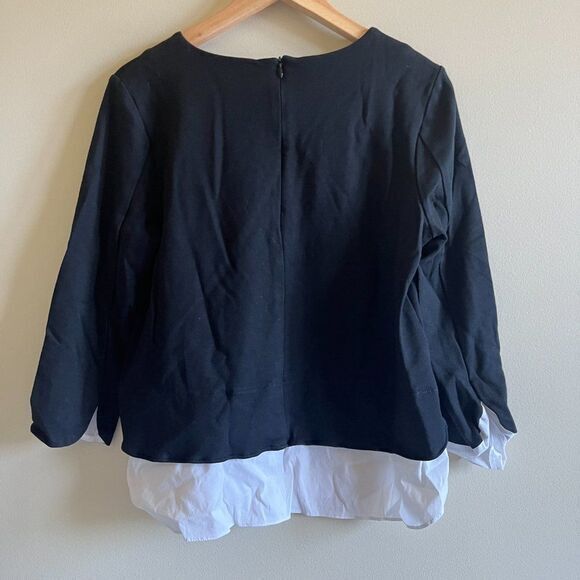 Ann Taylor Black White Layered Mixed Media Top Womens Size M - Picture 5 of 5
